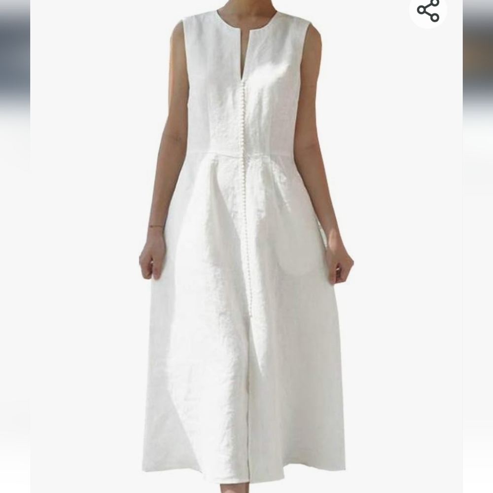 NWT Celmia collection cotton sleeveless midi dress with pockets Size Lg